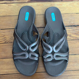 Oka-B.Soothing Jasmine Slide Spa Sandals in Brown- Discontinued Style  - Size L